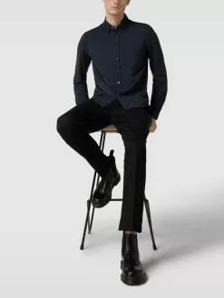 Cinque Regular Fit Freizeithemd Mit Strukturmuster - Marineblau