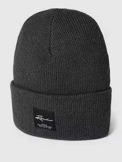REVIEW Beanie Mit Label-Patch - Anthrazit Meliert