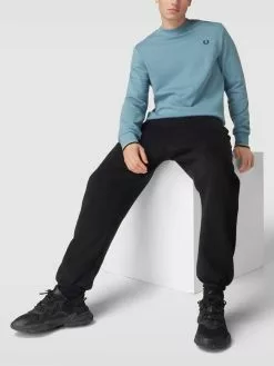 Fred Perry Sweatshirt Mit Logo-Stitching - Hellblau