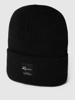 REVIEW Beanie Mit Label-Patch - Schwarz