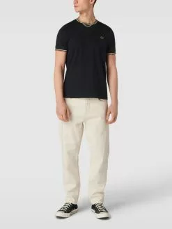 Fred Perry T-Shirt Mit Logo-Stitching - Schwarz