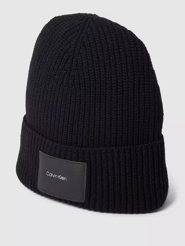 CK Calvin Klein Beanie Mit Label-Patch Modell 'CK PATCH' - Schwarz 3 CK Calvin Klein Beanie Mit Label-Patch Modell 'CK PATCH' - Schwarz