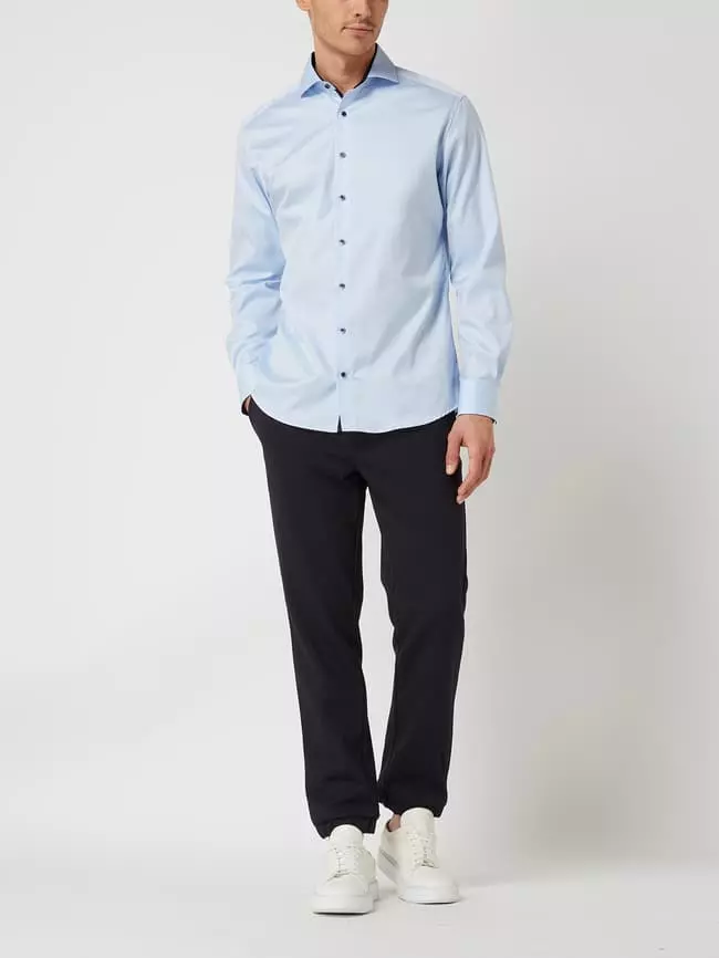 Eterna Regular Fit Business-Hemd Aus Baumwolle - Bügelfrei - Bleu 3 Eterna Regular Fit Business-Hemd Aus Baumwolle - Bügelfrei - Bleu