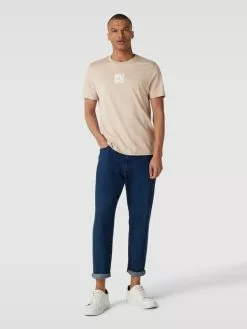 HUGO T-Shirt Mit Label-Print Modell 'Decali' - Beige