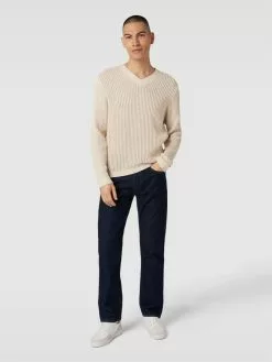 Marc O'Polo Strickpullover Aus Bio-Baumwoll-Mix Mit Leinen-Anteil - Offwhite