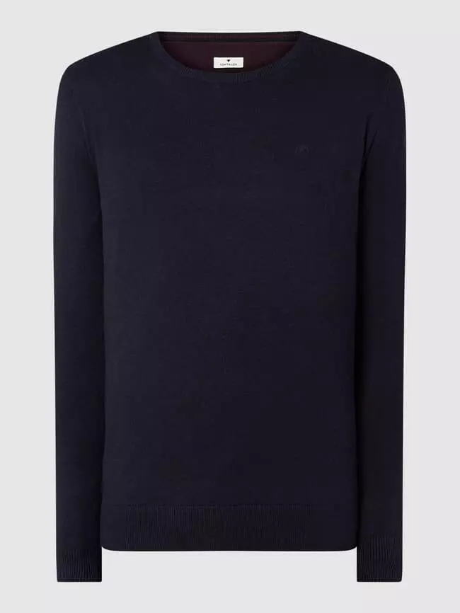 Tom Tailor Pullover Aus Baumwolle Mit Logo-Stickerei - Marineblau 4 Tom Tailor Pullover Aus Baumwolle Mit Logo-Stickerei - Marineblau – Bild 2