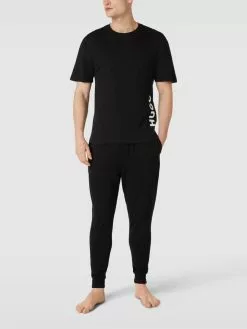 HUGO Relaxed Fit T-Shirt Mit Label-Print - Schwarz