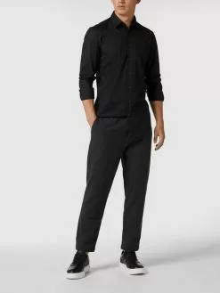Jake*s Slim Fit Business-Hemd Aus Popeline - Schwarz