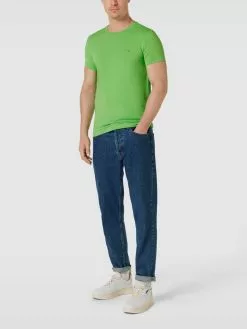 Tommy Hilfiger Slim Fit T-Shirt Mit Label-Stitching - Gras Grün
