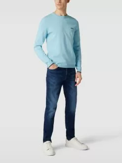 BOSS Green Strickpullover Mit Label-Detail Modell 'Rallo' - Hellblau