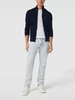 Tommy Hilfiger Strickjacke Mit Label-Detail Modell 'ZIP THROUGH' - Marineblau