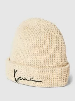 KARL KANI Beanie Mit Label-Stitching Modell 'Signature Fisherman Beani' - Ecru