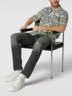 BOSS Orange Freizeithemd Mit Allover-Muster Modell 'Rayer' - Sand