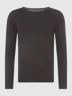 Tom Tailor Pullover Aus Baumwolle Mit Logo-Stickerei - Anthrazit