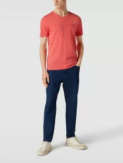 Fynch-Hatton T-Shirt Mit V-Ausschnitt - Koralle